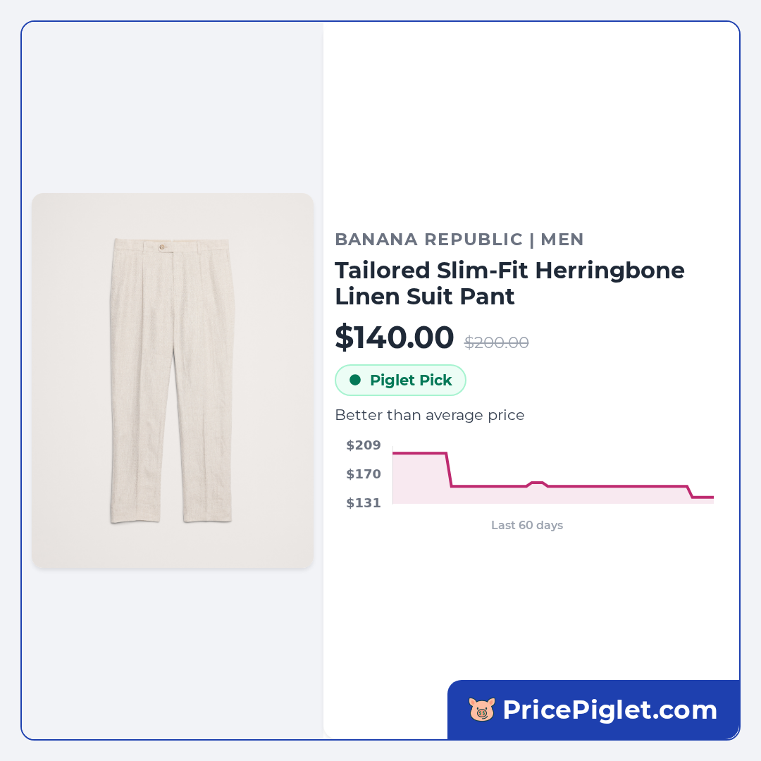Tailored Slim-Fit Herringbone Linen Suit Pant