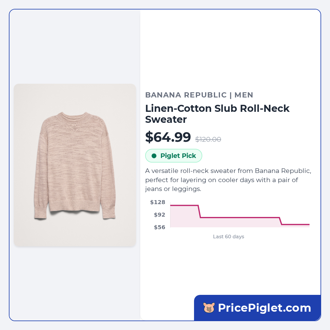 Linen-Cotton Slub Roll-Neck Sweater
