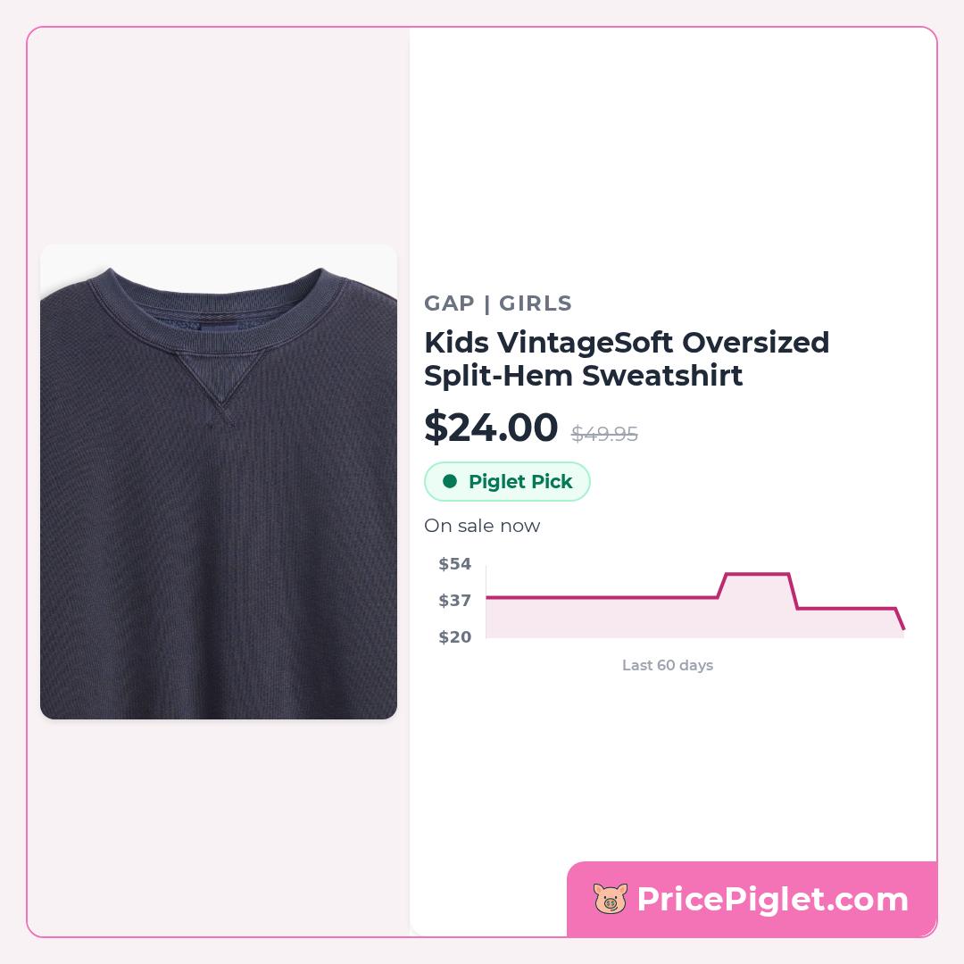 Kids VintageSoft Oversized Split-Hem Sweatshirt