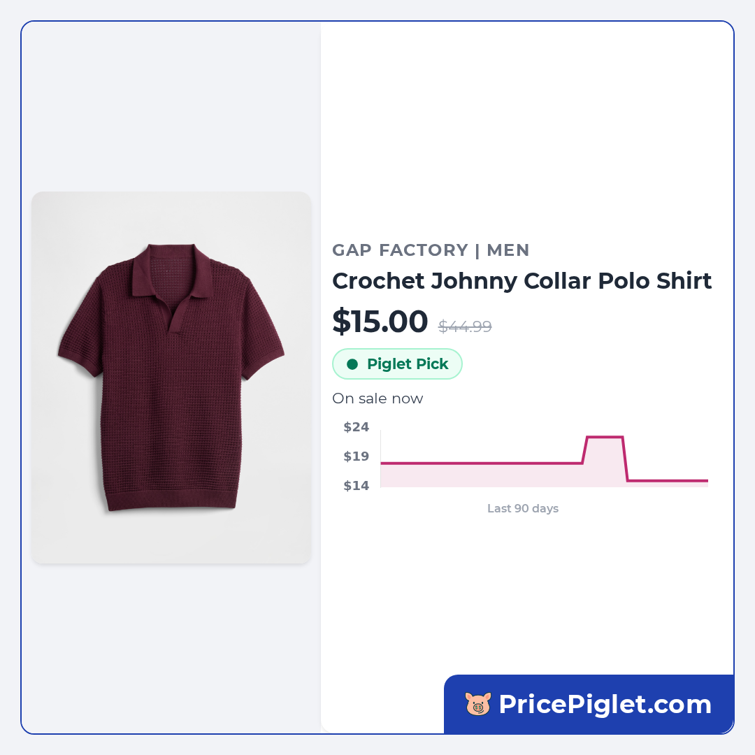 Crochet Johnny Collar Polo Shirt