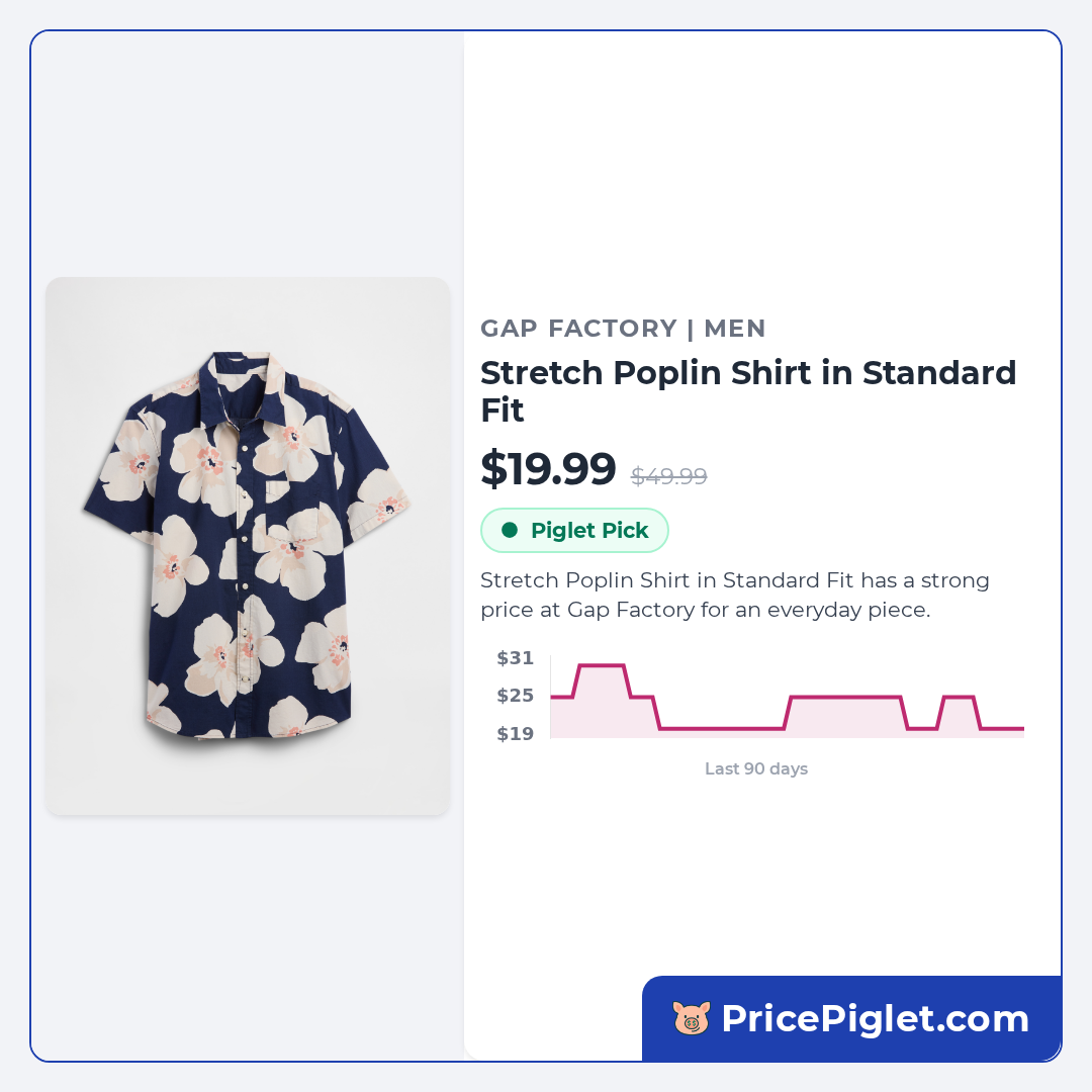 Stretch Poplin Shirt in Standard Fit