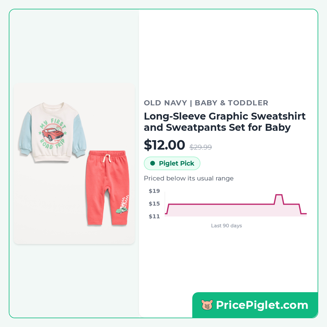 Long-Sleeve Graphic Sweatshirt and Sweatpants Set for Baby