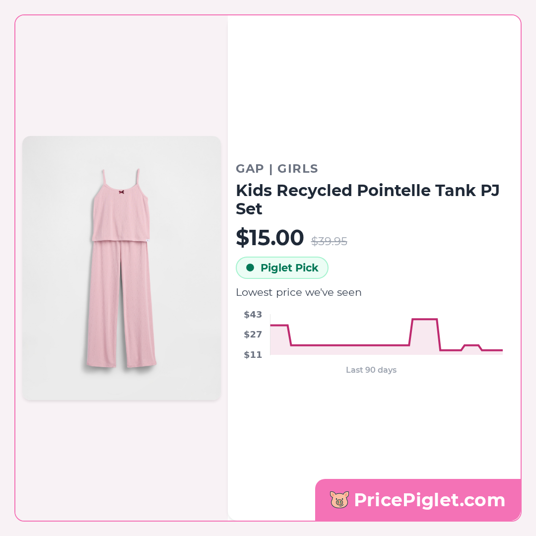 Kids Recycled Pointelle Tank PJ Set
