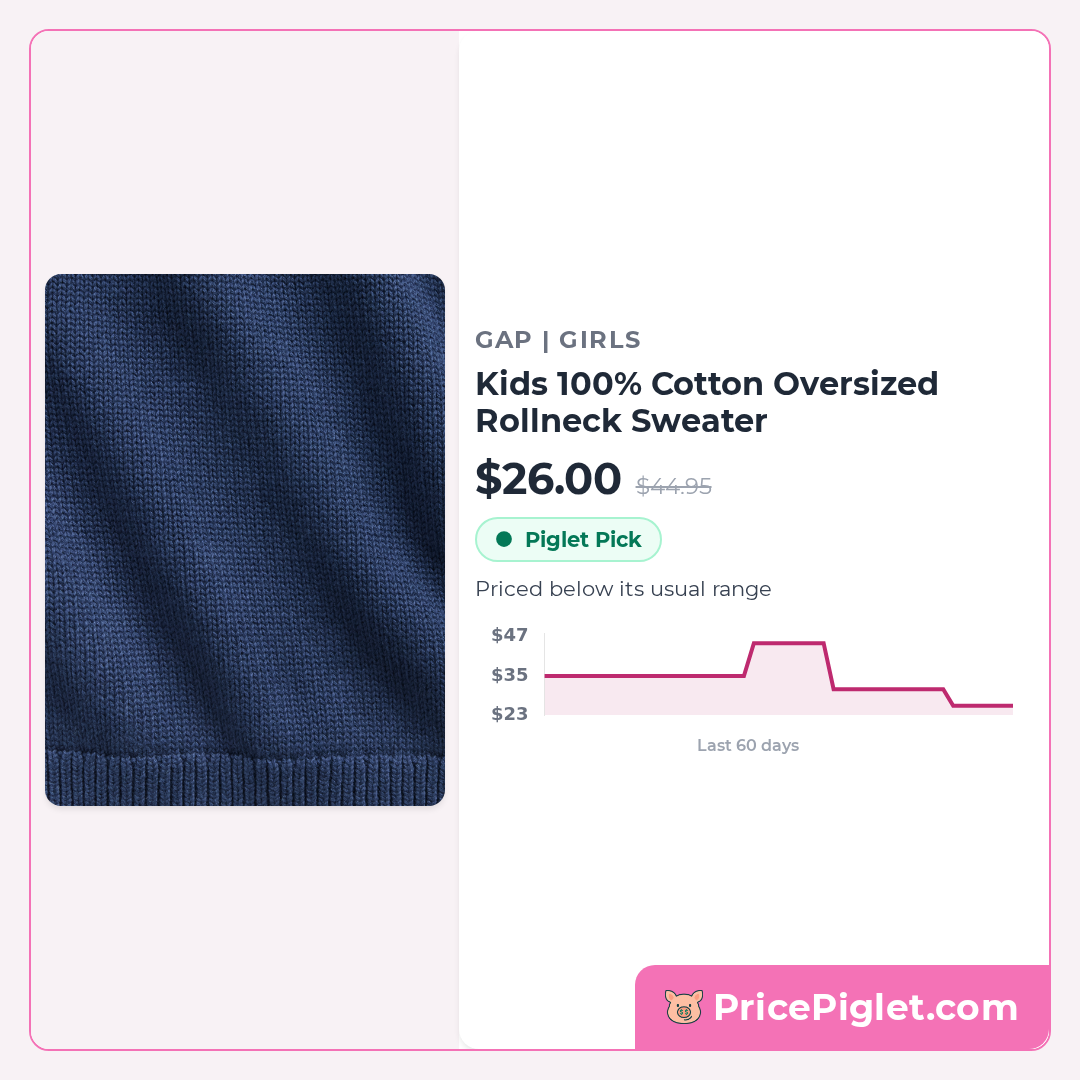 Kids 100% Cotton Oversized Rollneck Sweater