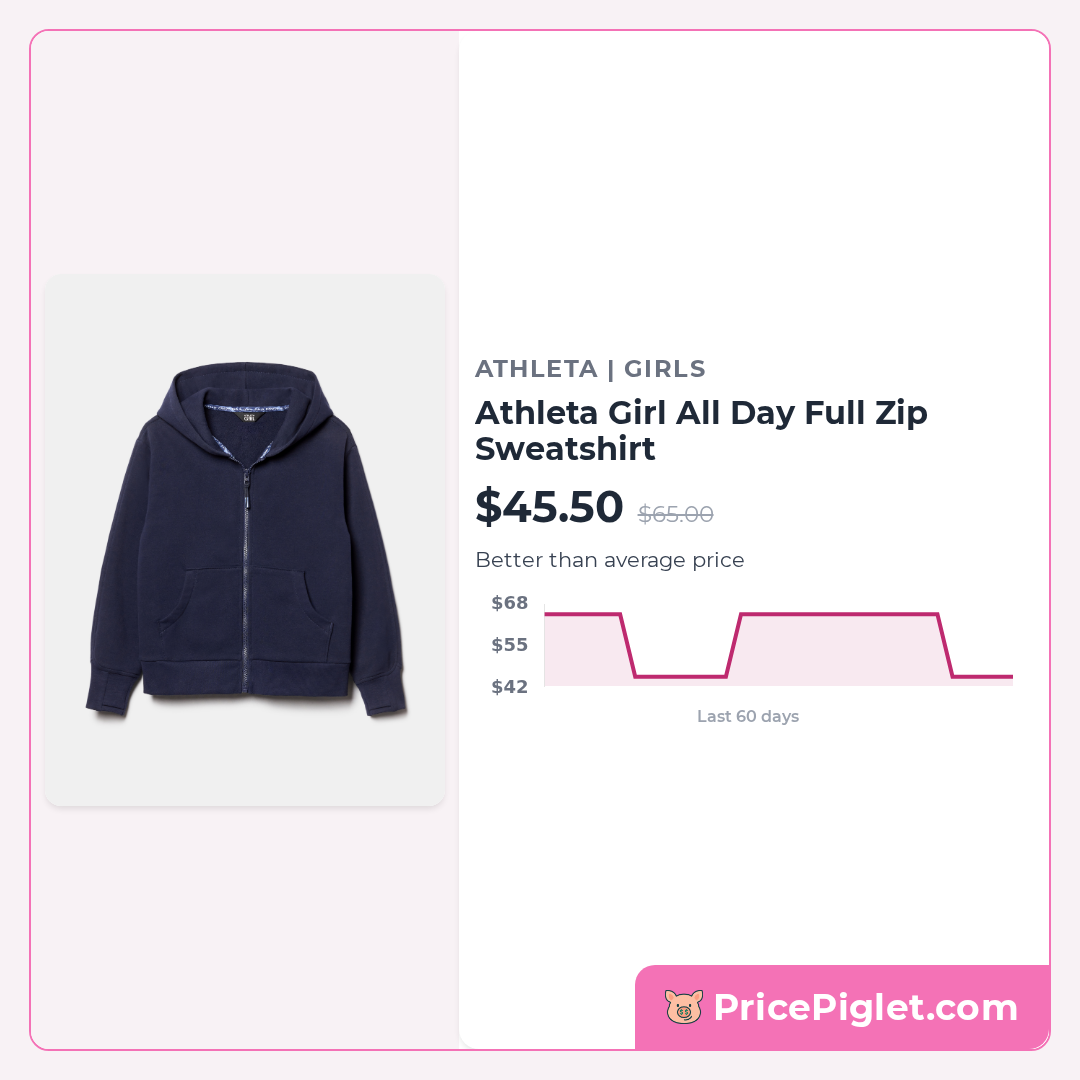 Athleta Girl All Day Full Zip Sweatshirt