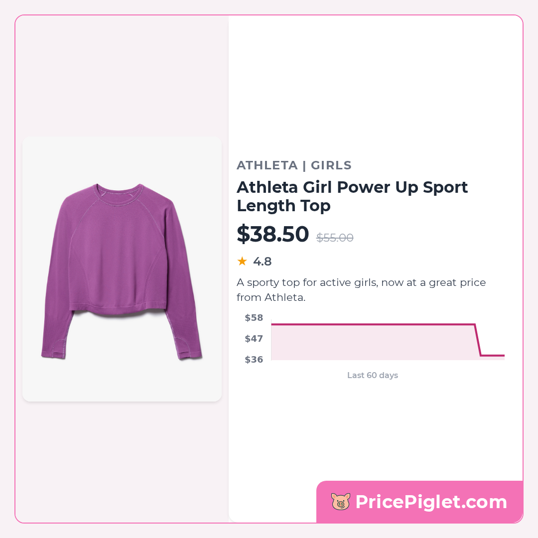 Athleta Girl Power Up Sport Length Top