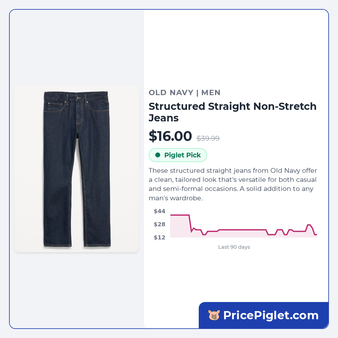 Structured Straight Non-Stretch Jeans