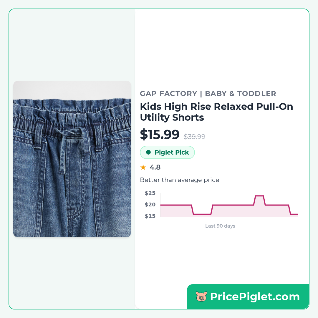 Kids High Rise Relaxed Pull-On Utility Shorts