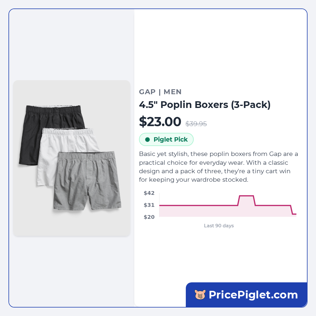 4.5" Poplin Boxers (3-Pack)