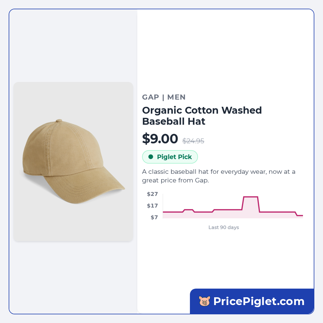 Organic Cotton Washed Baseball Hat