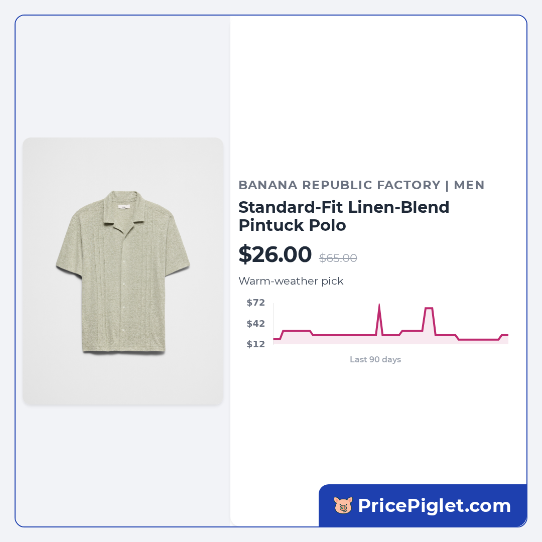Standard-Fit Linen-Blend Pintuck Polo