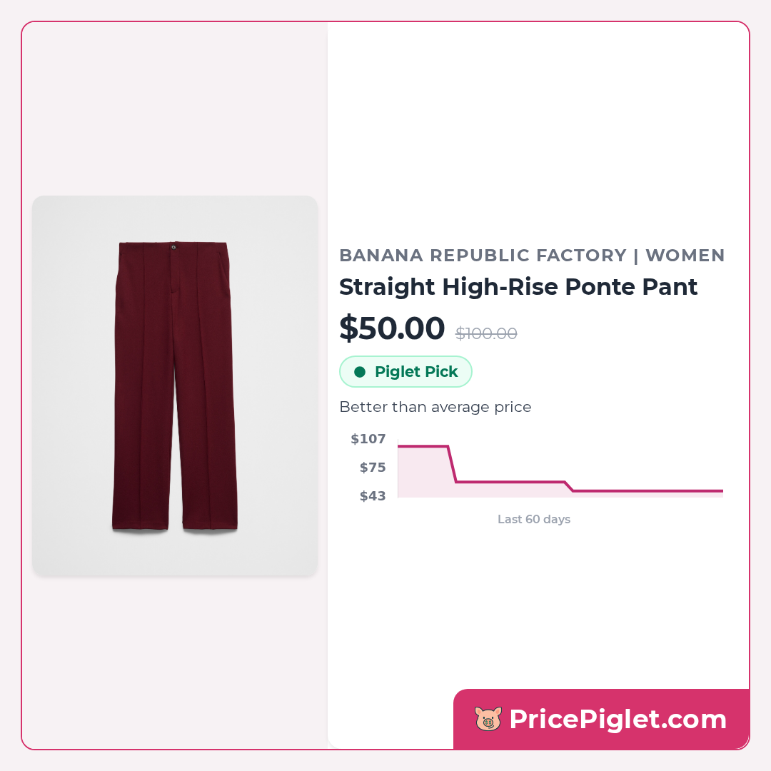 Straight High-Rise Ponte Pant