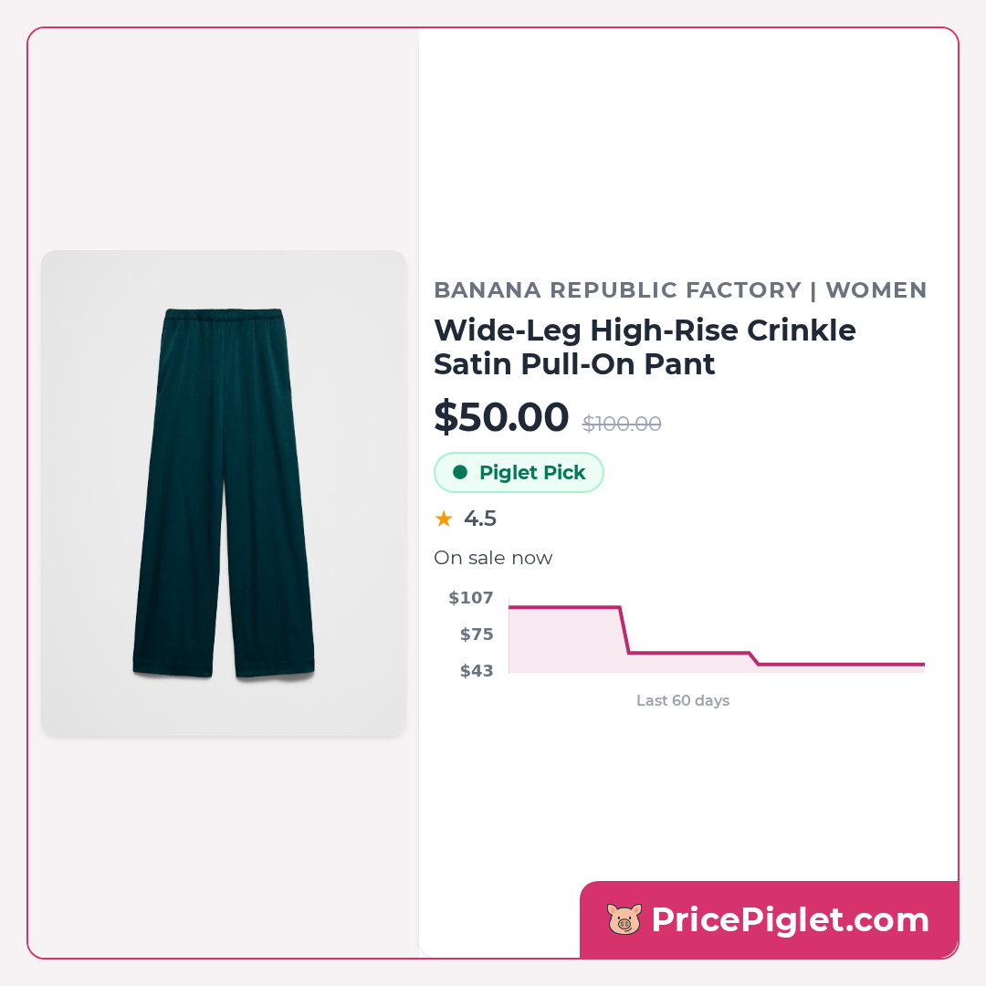 Wide-Leg High-Rise Crinkle Satin Pull-On Pant