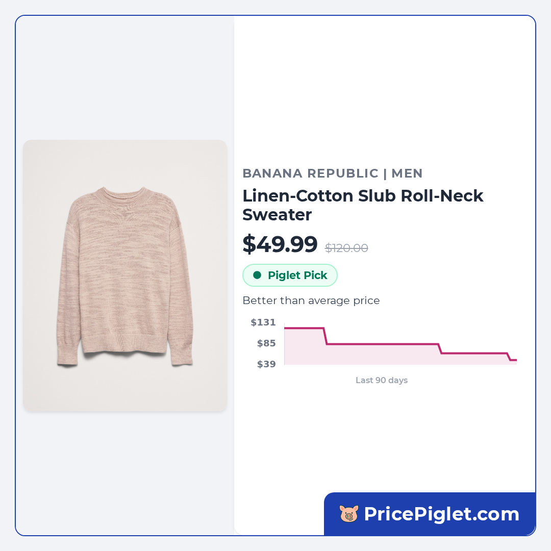 Linen-Cotton Slub Roll-Neck Sweater