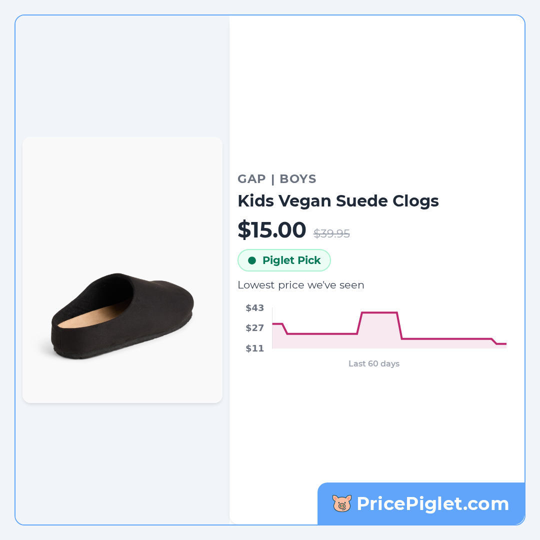 Kids Vegan Suede Clogs