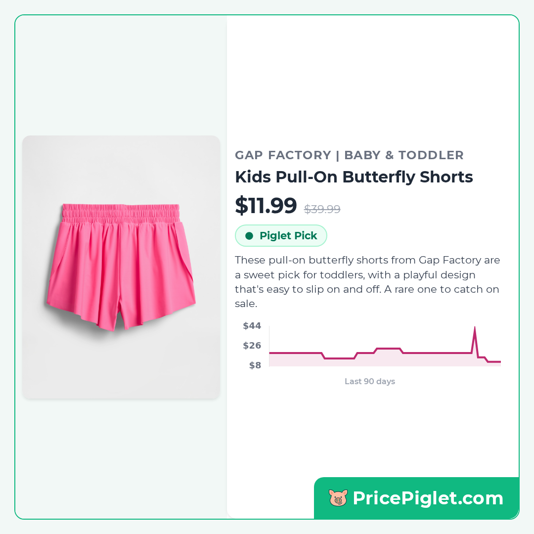 Kids Pull-On Butterfly Shorts