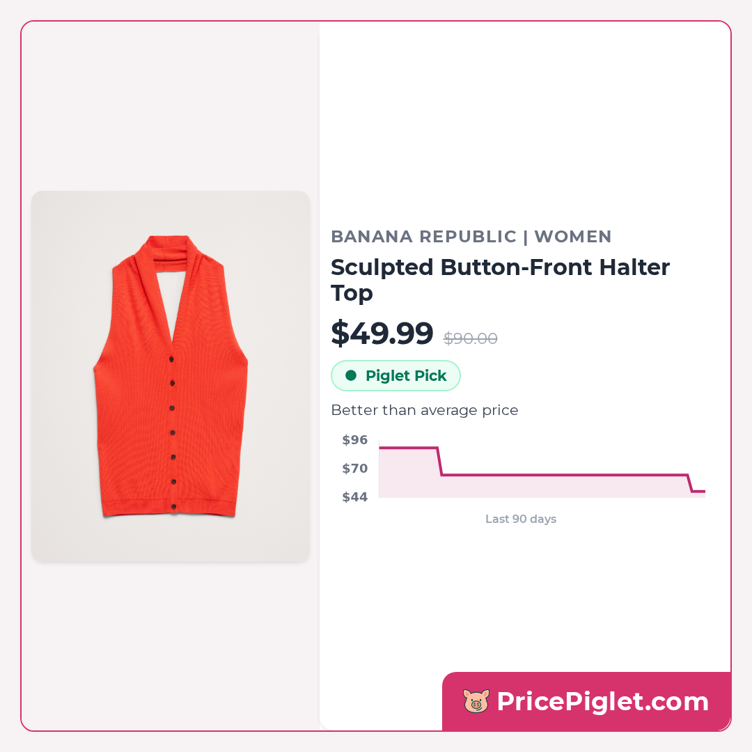 Sculpted Button-Front Halter Top