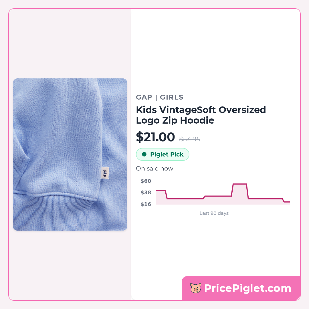 Kids VintageSoft Oversized Logo Zip Hoodie