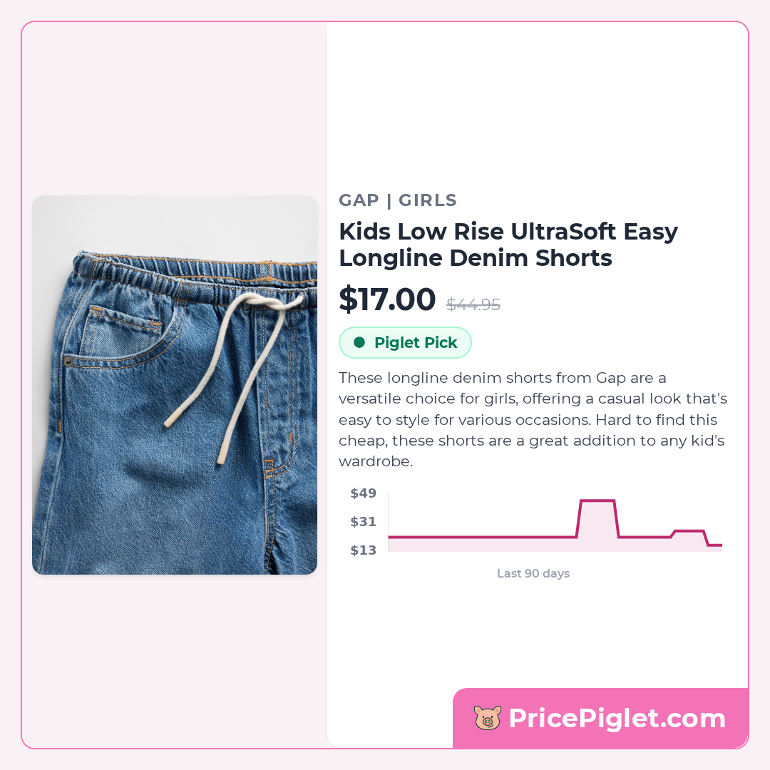 Kids Low Rise UltraSoft Easy Longline Denim Shorts