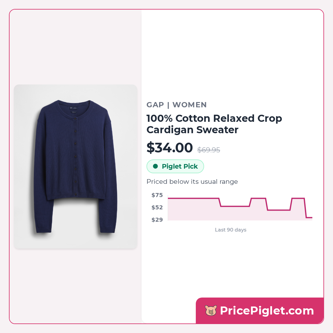 100% Cotton Relaxed Crop Cardigan Sweater