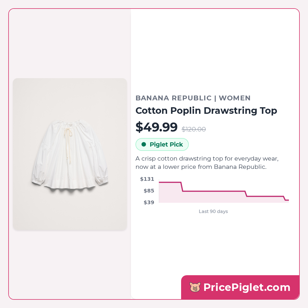 Cotton Poplin Drawstring Top
