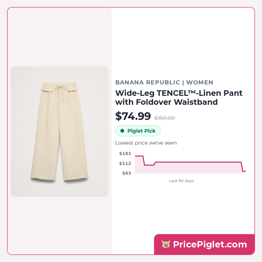 Wide-Leg TENCEL™-Linen Pant with Foldover Waistband