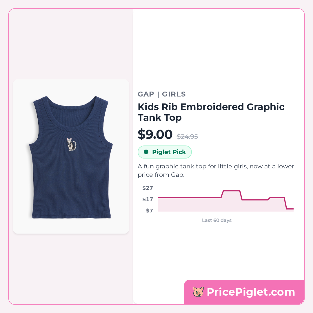 Kids Rib Embroidered Graphic Tank Top