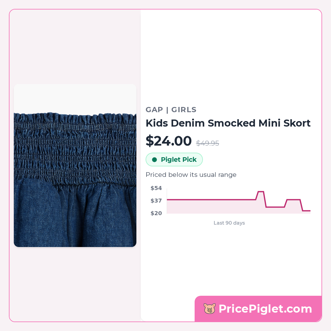 Kids Denim Smocked Mini Skort