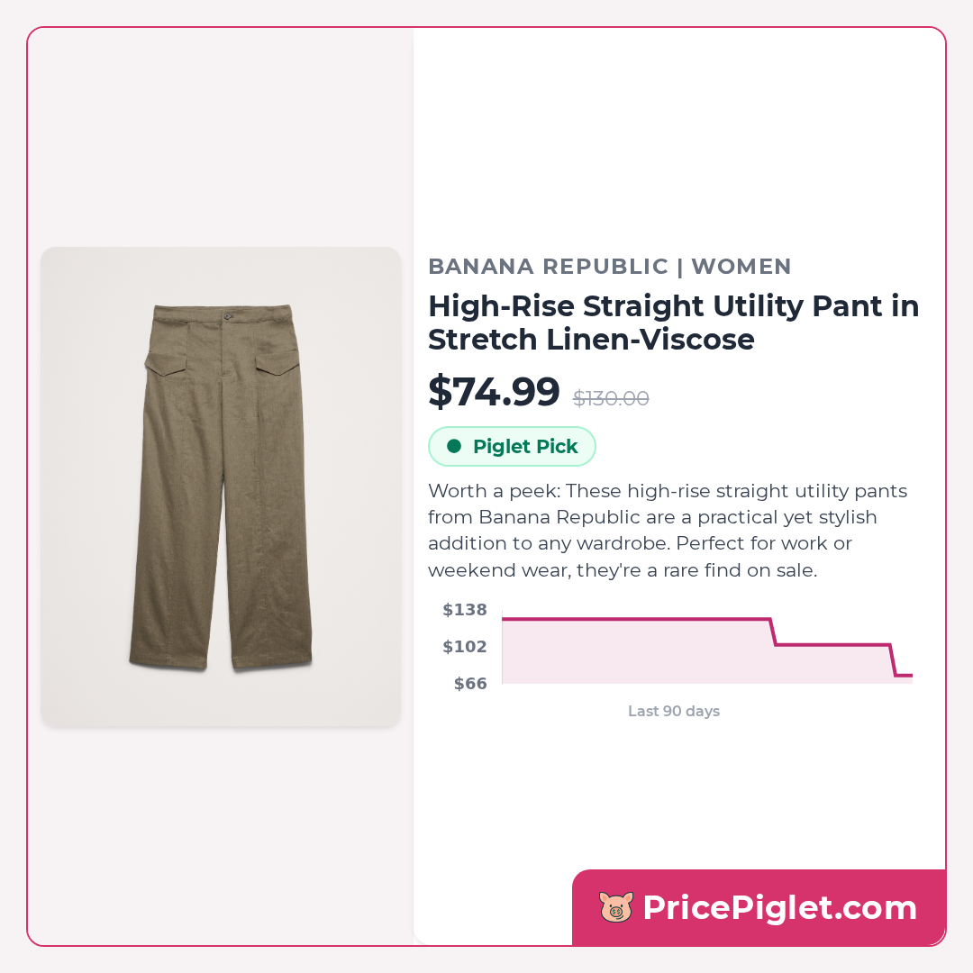 High-Rise Straight Utility Pant in Stretch Linen-Viscose