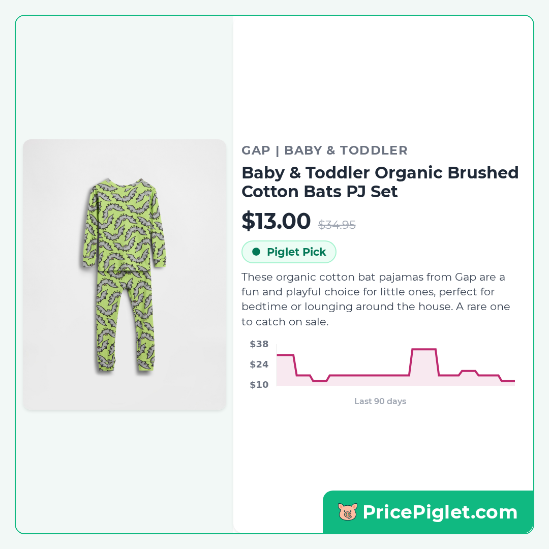 Baby & Toddler Organic Brushed Cotton Bats PJ Set