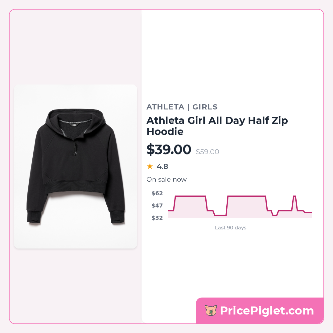 Athleta Girl All Day Half Zip Hoodie