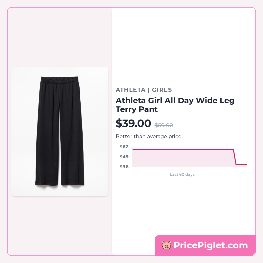 Athleta Girl All Day Wide Leg Terry Pant