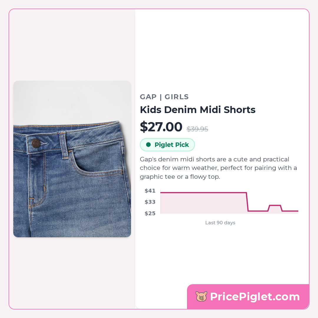 Kids Denim Midi Shorts