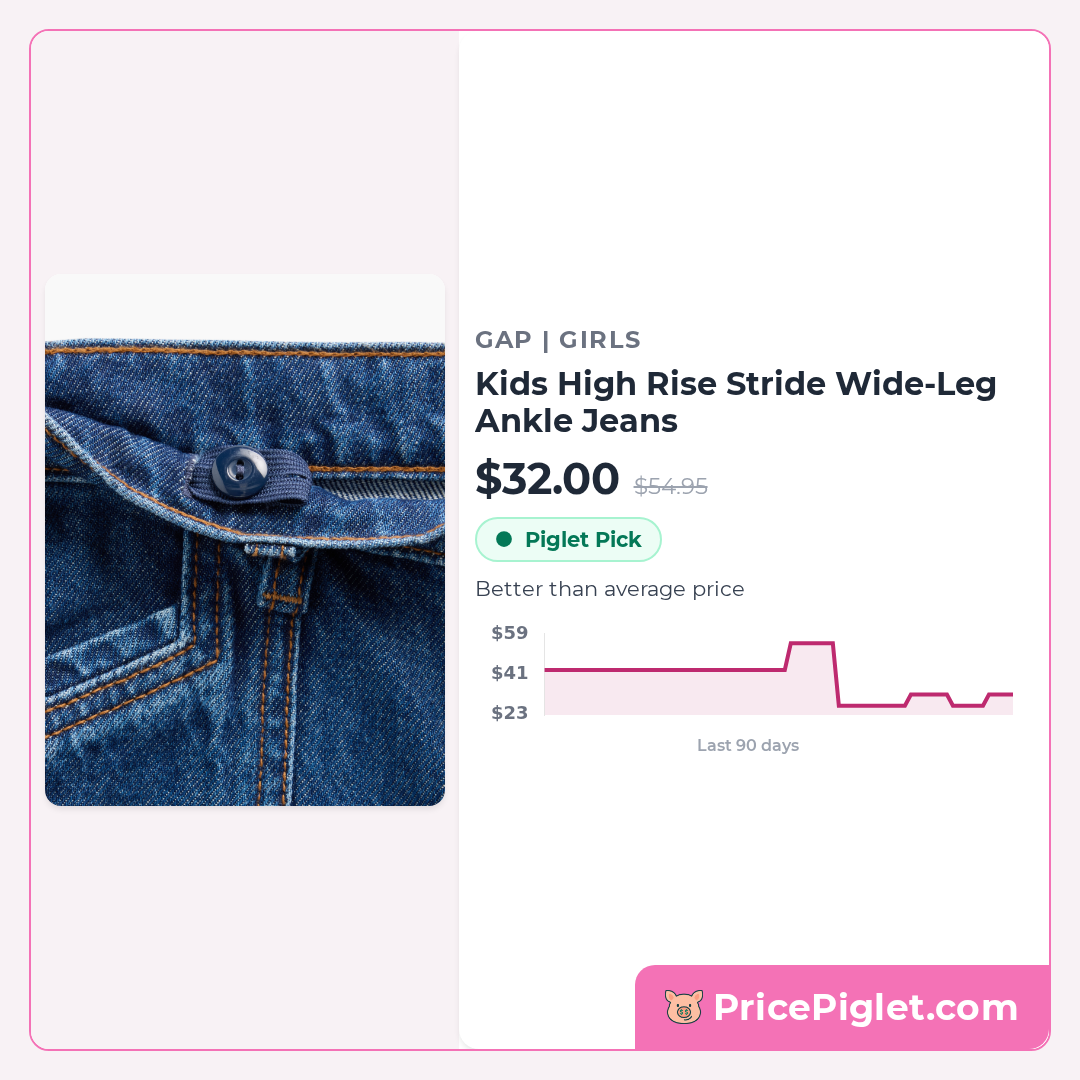 Kids High Rise Stride Wide-Leg Ankle Jeans