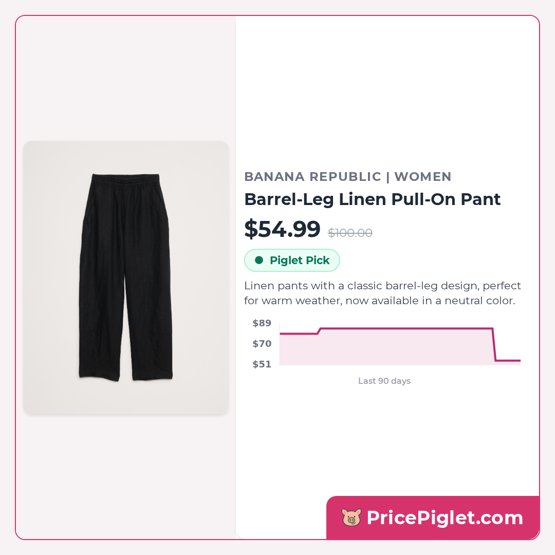 Barrel-Leg Linen Pull-On Pant