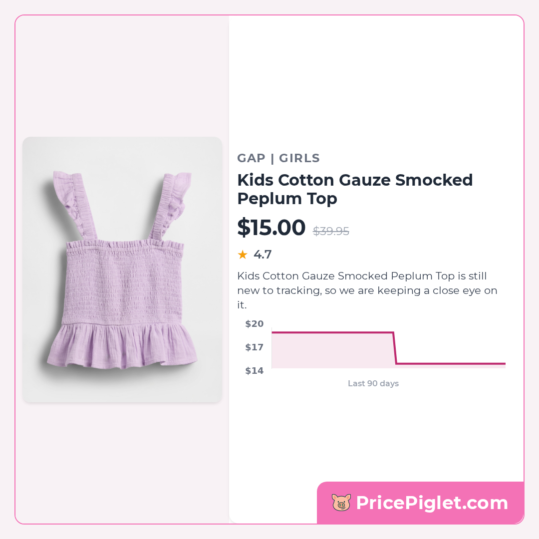 Kids Cotton Gauze Smocked Peplum Top