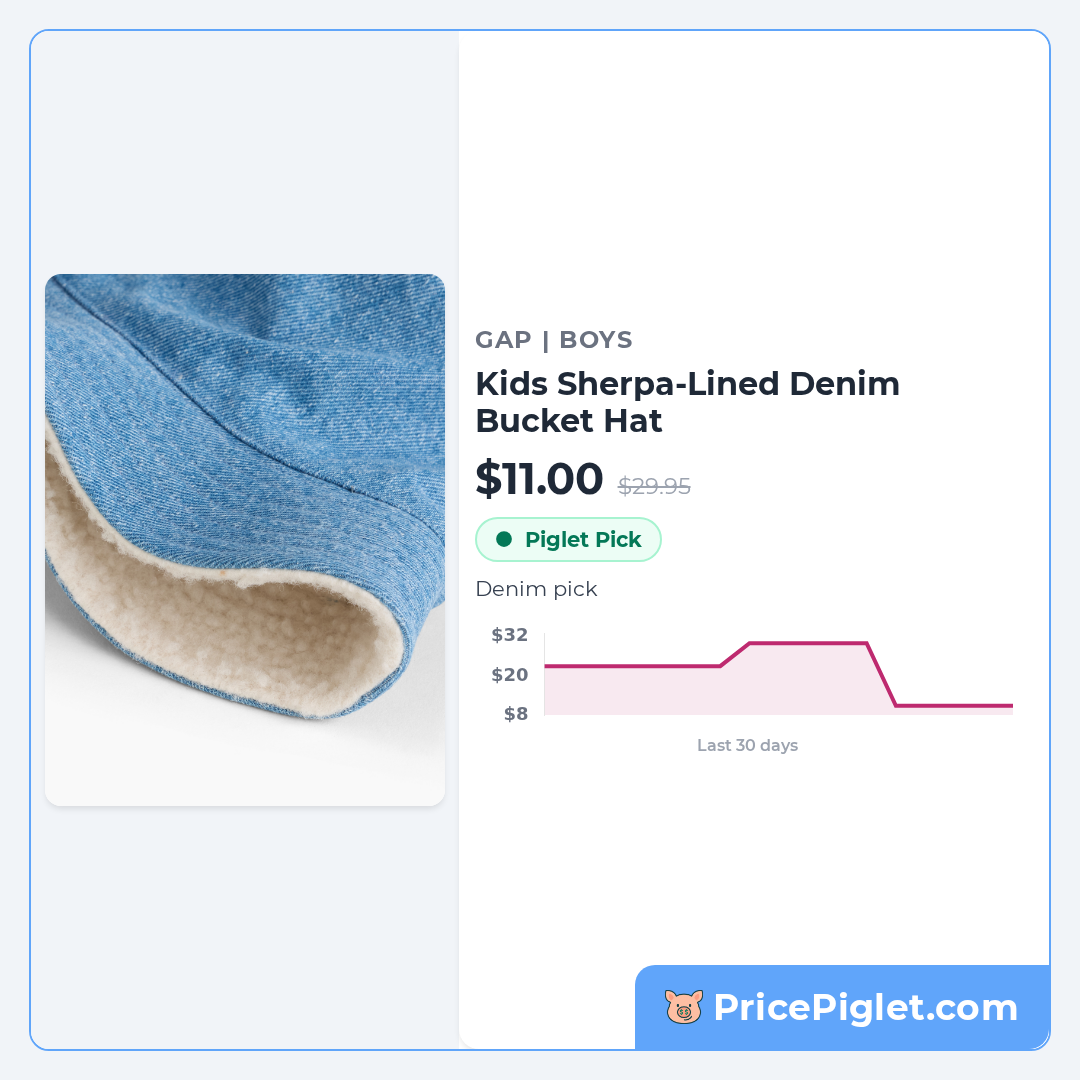 Kids Sherpa-Lined Denim Bucket Hat