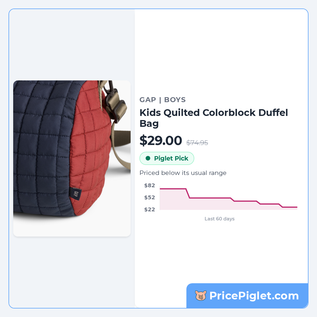 Kids Quilted Colorblock Duffel Bag