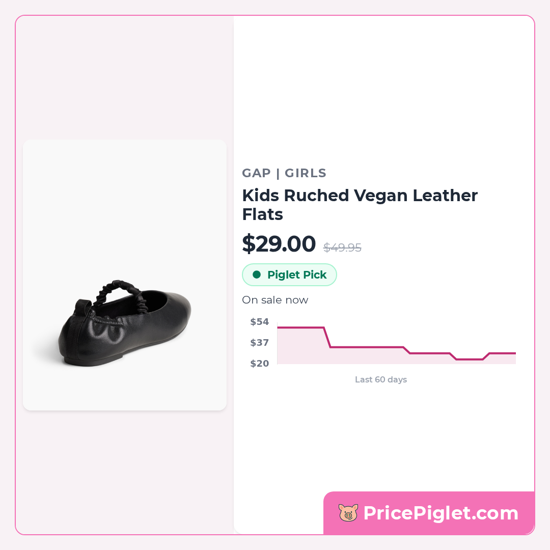 Kids Ruched Vegan Leather Flats