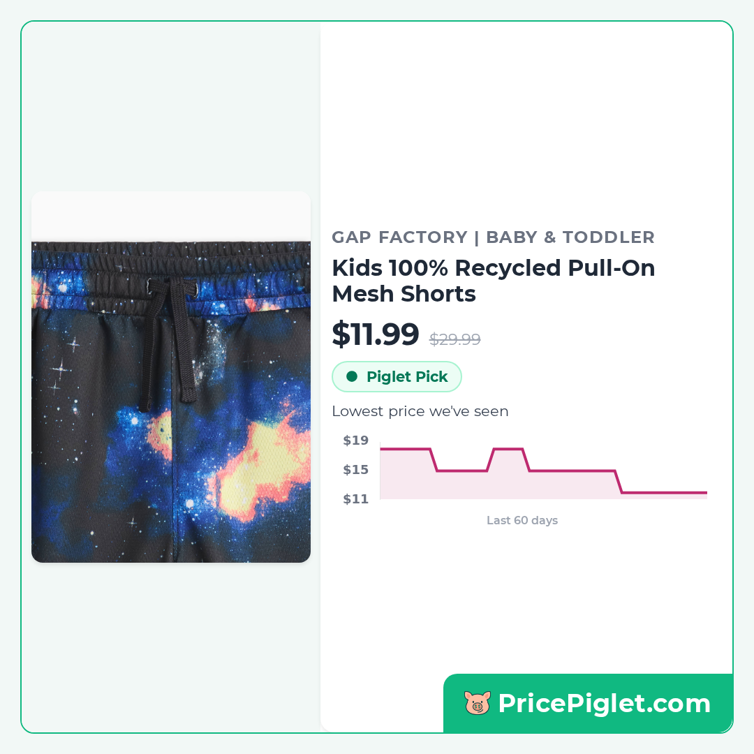 Kids 100% Recycled Pull-On Mesh Shorts