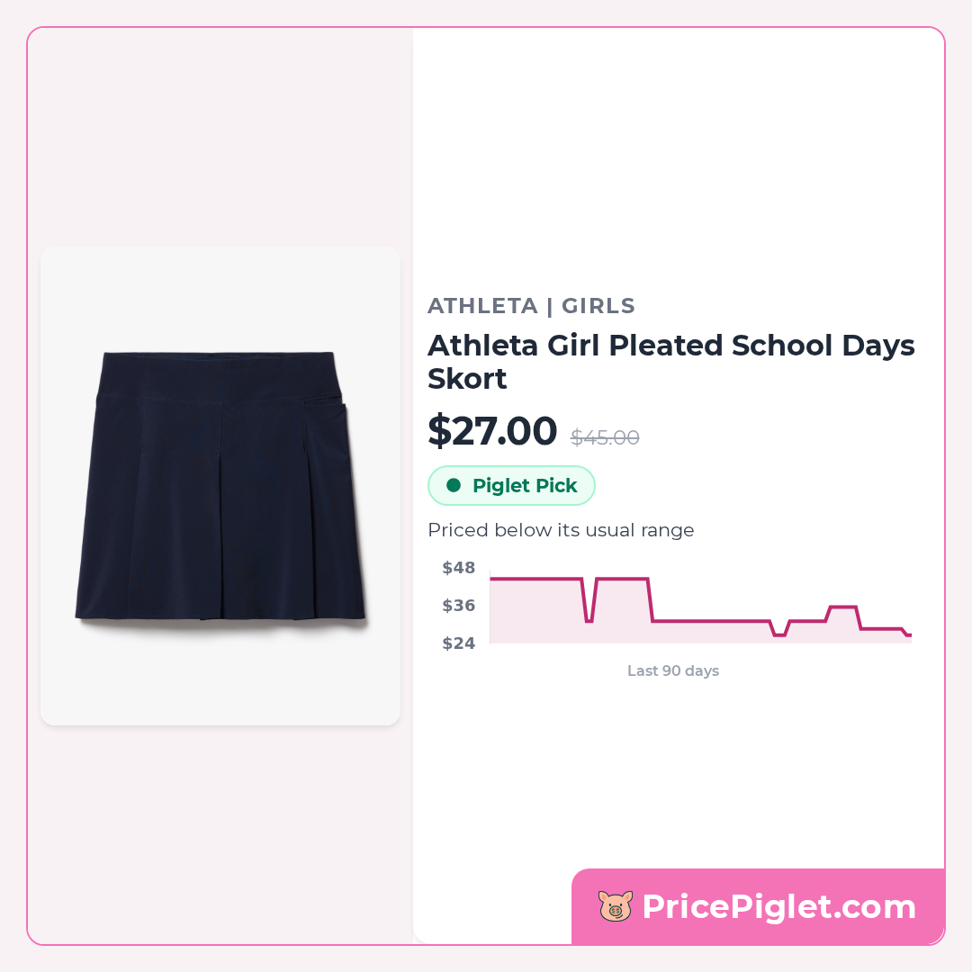 Athleta Girl Pleated School Days Skort