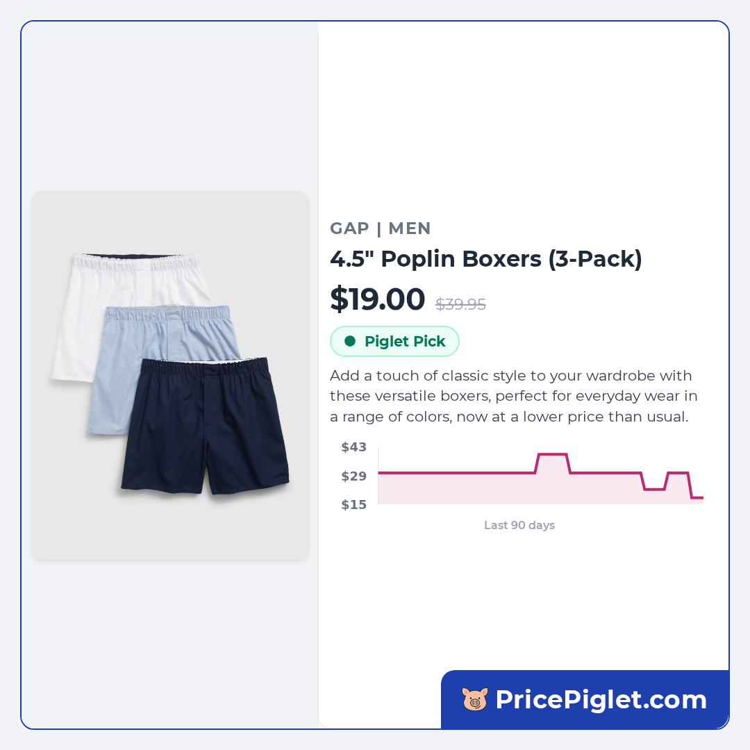 4.5" Poplin Boxers (3-Pack)