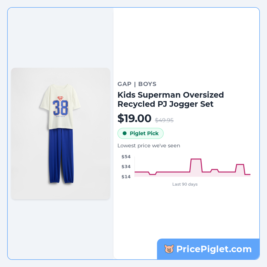 Kids Superman Oversized Recycled PJ Jogger Set