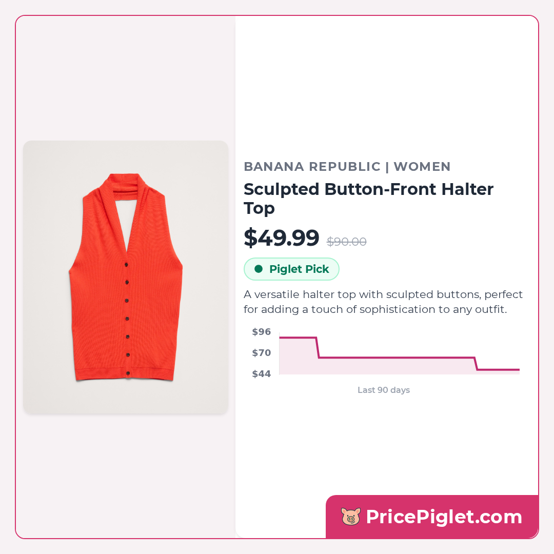 Sculpted Button-Front Halter Top