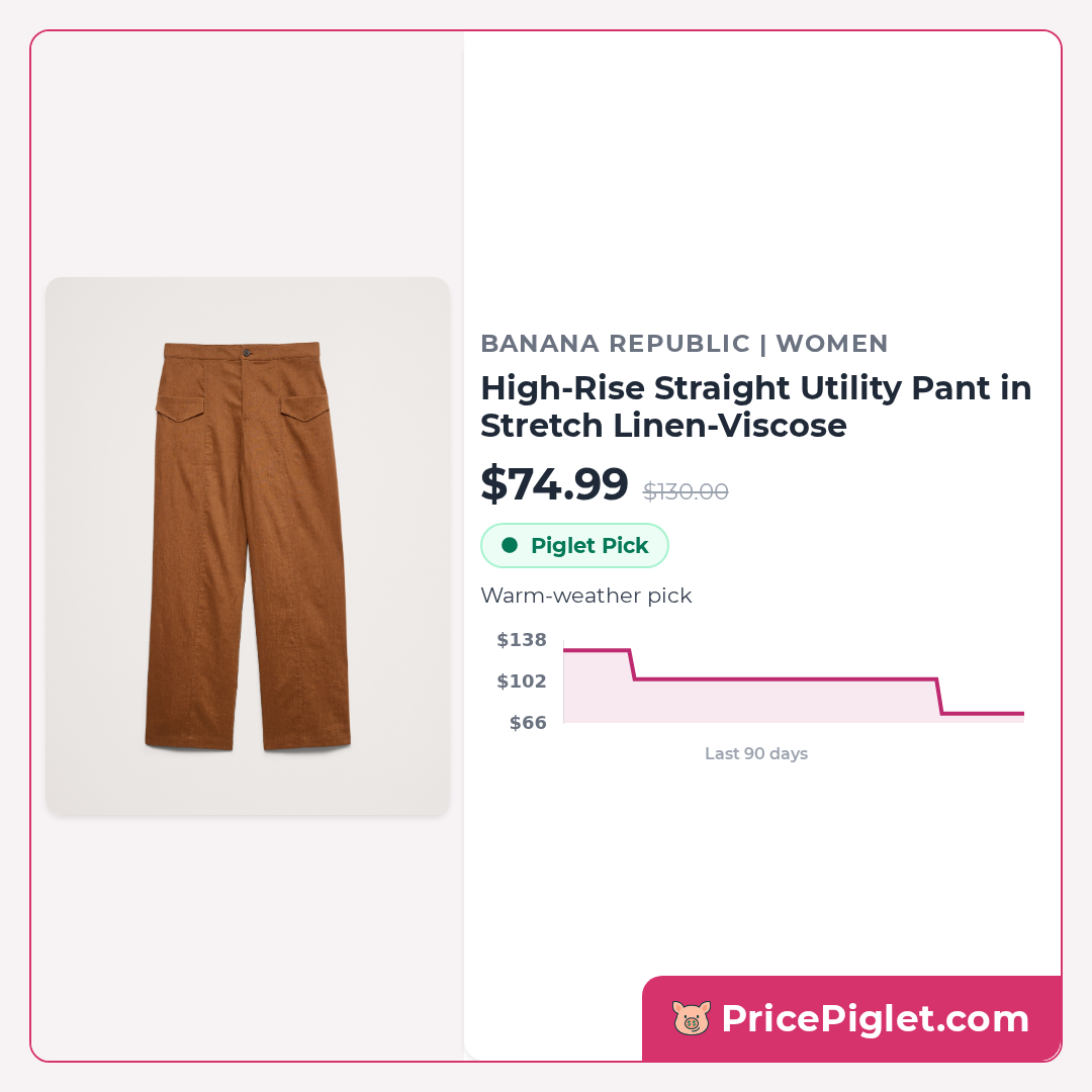 High-Rise Straight Utility Pant in Stretch Linen-Viscose