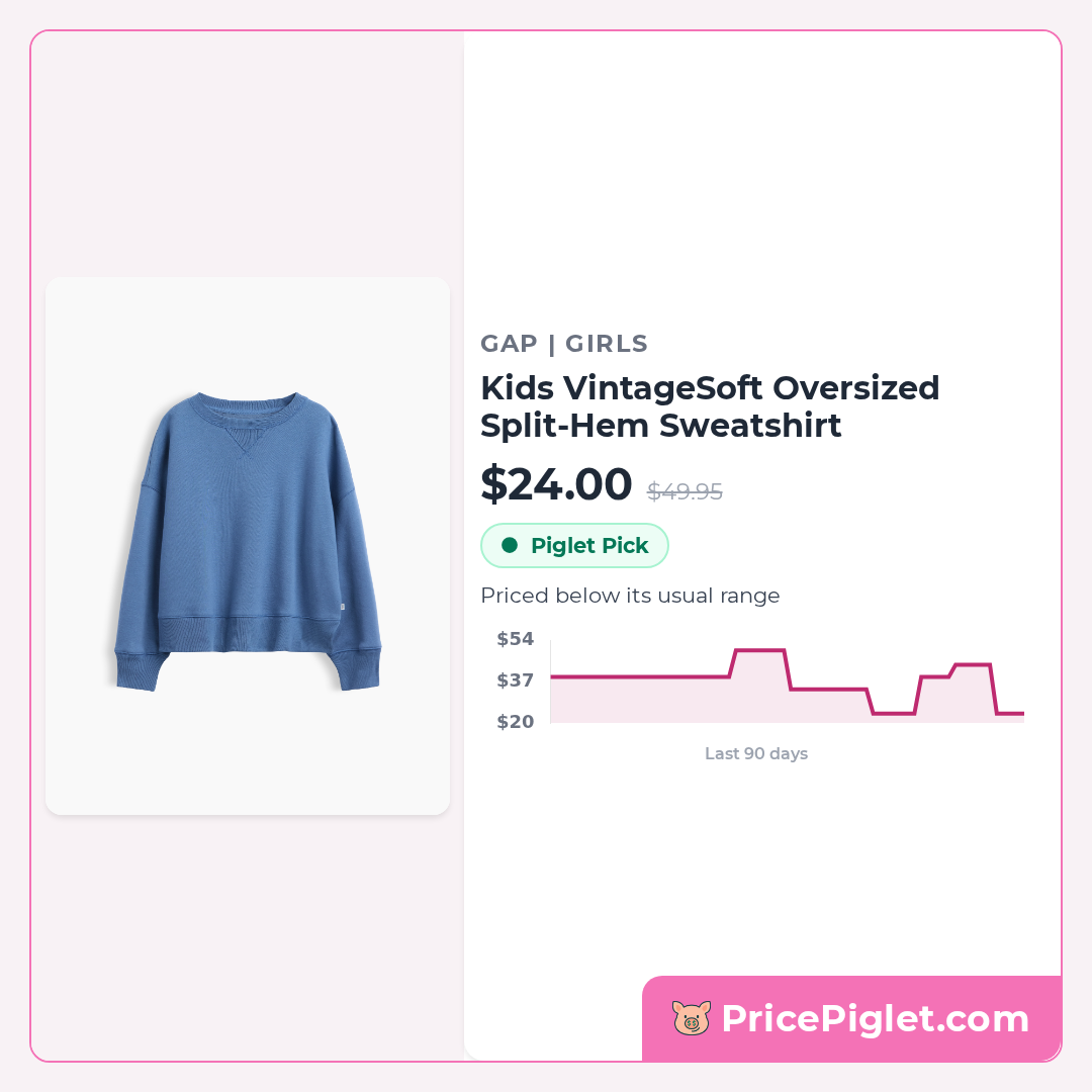Kids VintageSoft Oversized Split-Hem Sweatshirt