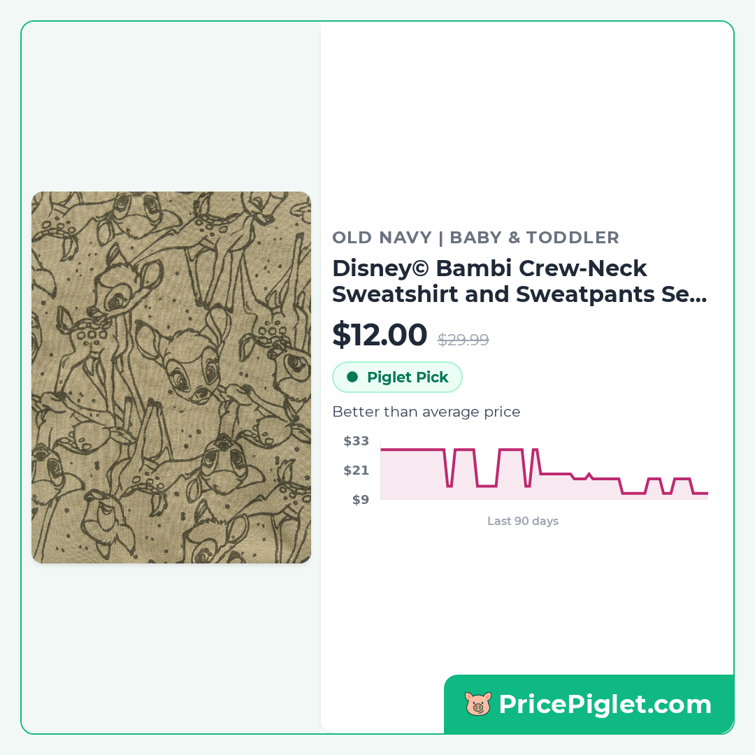 Disney© Bambi Crew-Neck Sweatshirt and Sweatpants Set for Baby