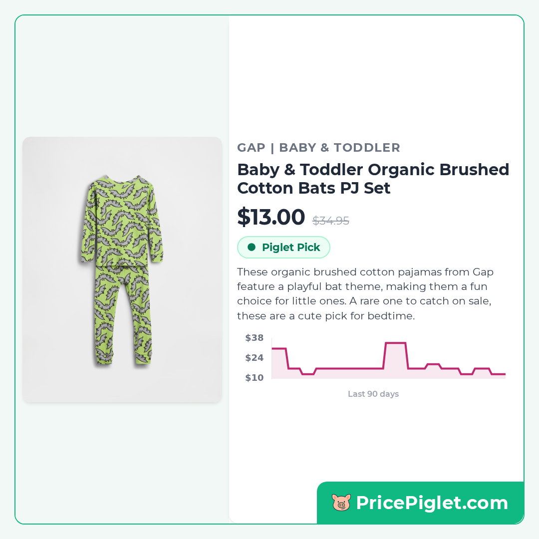 Baby & Toddler Organic Brushed Cotton Bats PJ Set