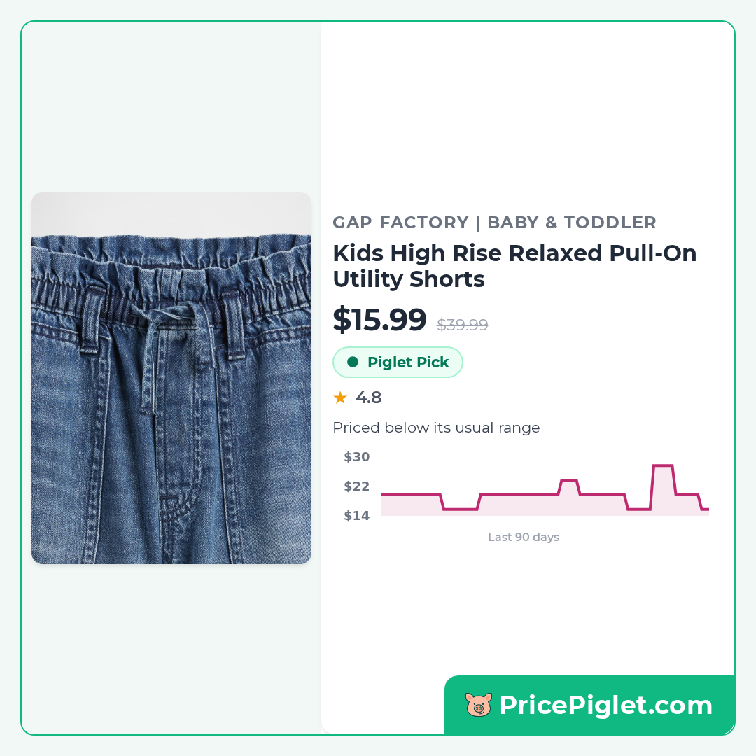 Kids High Rise Relaxed Pull-On Utility Shorts