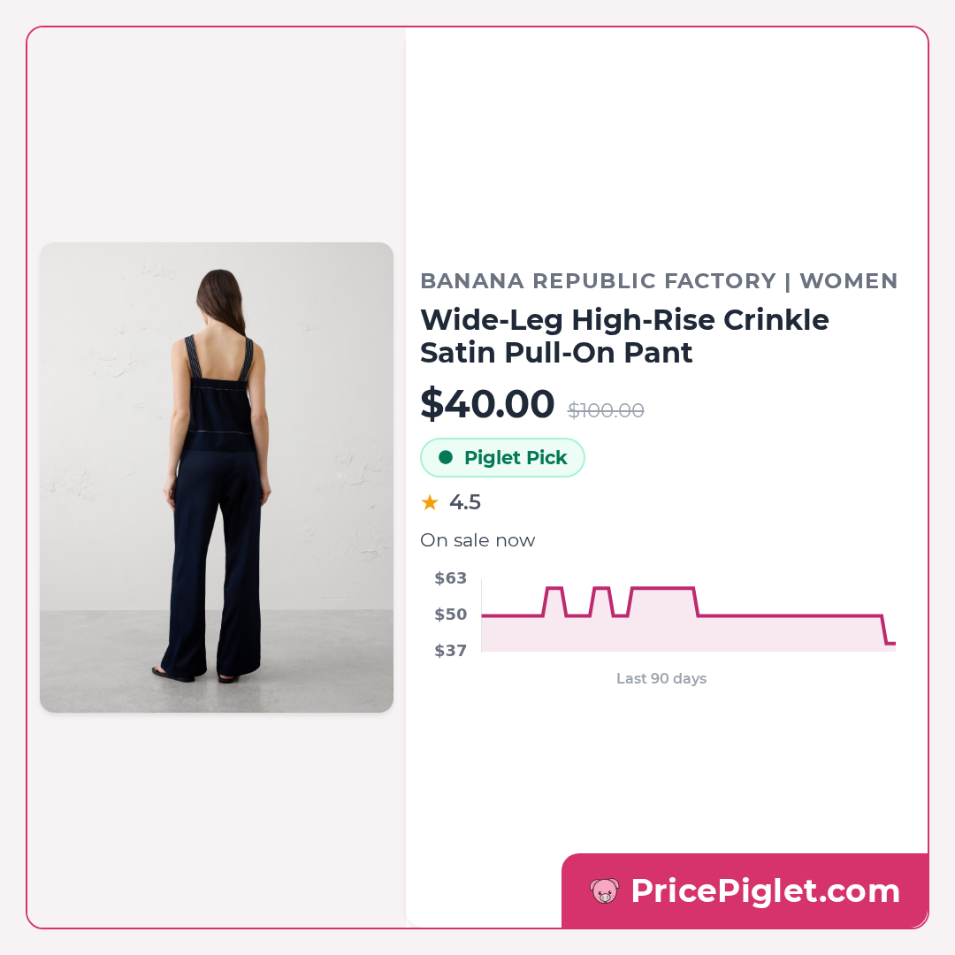 Wide-Leg High-Rise Crinkle Satin Pull-On Pant